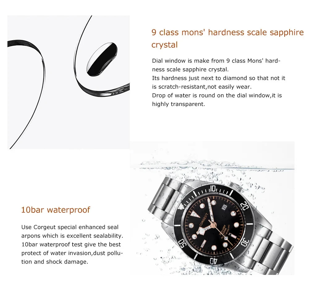 Custom Logo Diy NH35 Movement 1612 Luxury 41mm Biwan Business Men Watches Automatic Mechanical Date Diving Waterproof Glow Watch