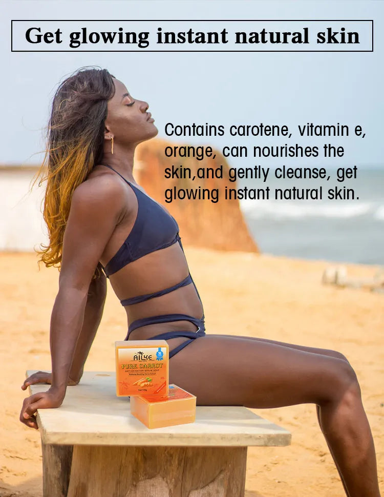 AILKE Pure Carrot Anti-Oxidation Serum Soap, Whitening, Clean Stains, Skin Brightening Soap Bar, With Vitamin C, For Body, Face