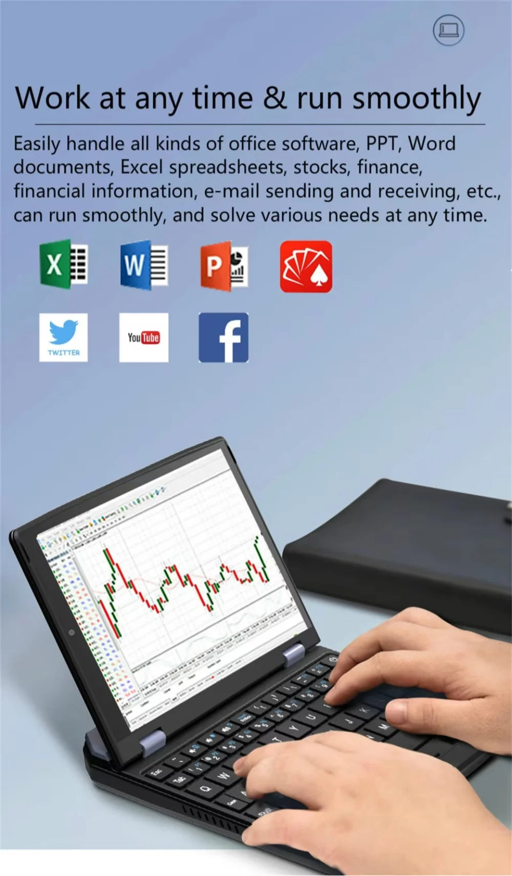 7 Inch Mini Laptop Intel N95 Notebook Touch Screen Portable Netbook Windows 11 Mini PC Micro Computer Bluetooth 4.2 16GB 1TB