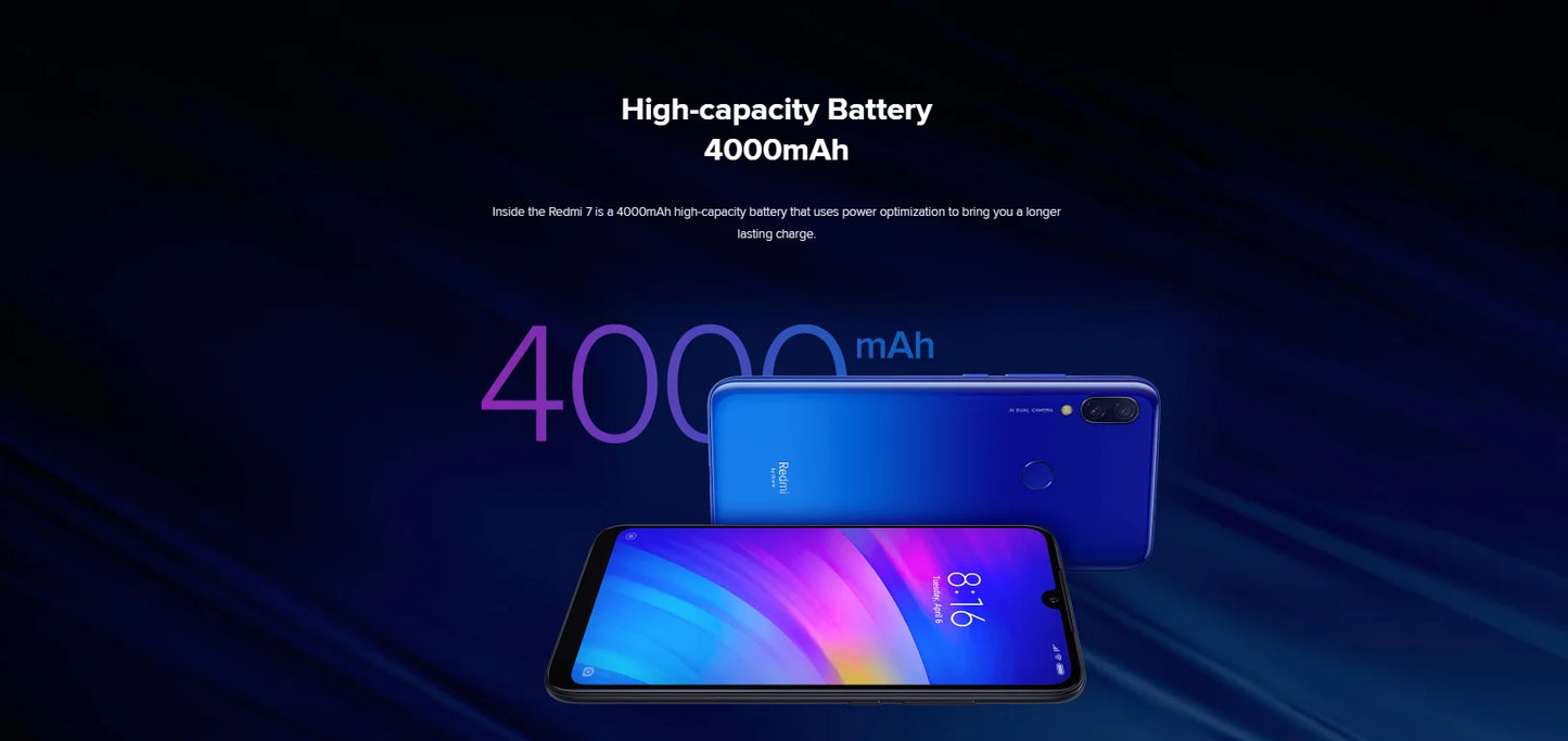 Xiaomi Redmi 7 Cellphone with Phone Case, Dual SIM Solt Cellphone Android Cell Phone Dual Camera used phone