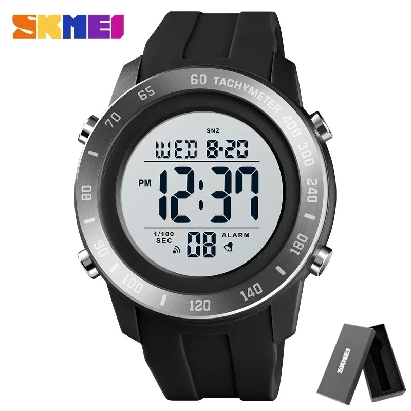 SKMEI 1524 2 Time LED Digital Wristwatches Mens Waterproof Chrono Count Down Male Hour montre homme Big Dial Sport Men Watch