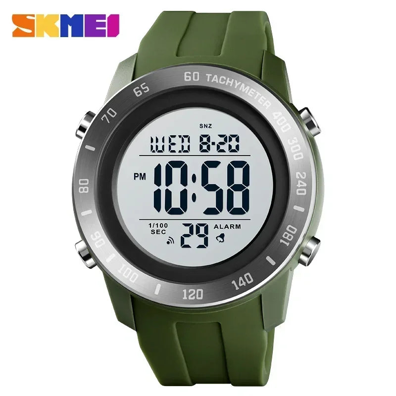 SKMEI 1524 2 Time LED Digital Wristwatches Mens Waterproof Chrono Count Down Male Hour montre homme Big Dial Sport Men Watch