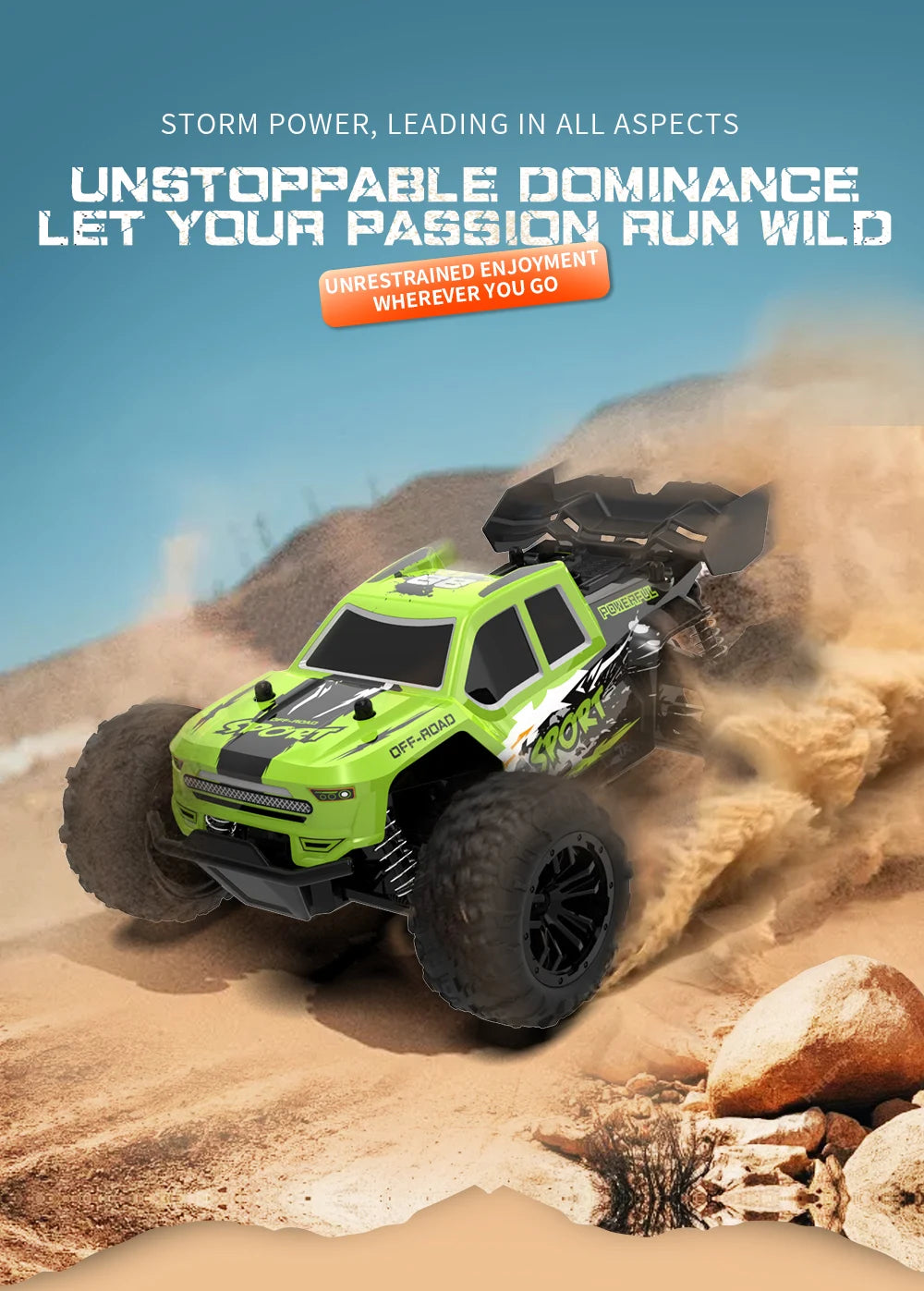 2.4G Remote Control Car with Light RC Vehicle RC Racing Car 20KM/H High Speed Off-Road Climbing Remote Control Toy Gift for Kids