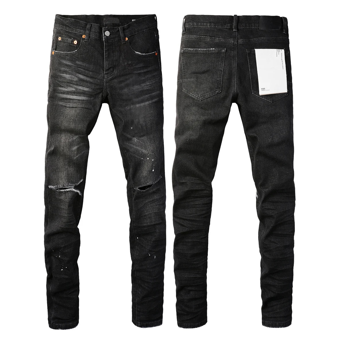 2025 Jeans Man's High Street Blue Ripped Distressed Skinny Jeans Low Rise Denim Trousers Fashion Repair Pants 9003