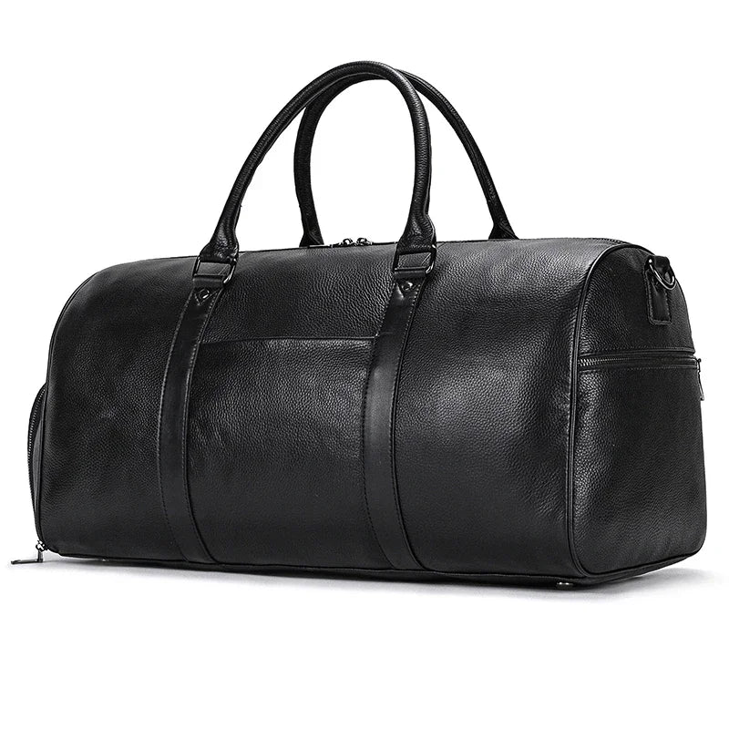 Luxury Genuine Leather Men Women Travel Bag Cow Leather Carry On Luggage Bag Travel Shoulder Bag Male Female Weekend Duffle Bag