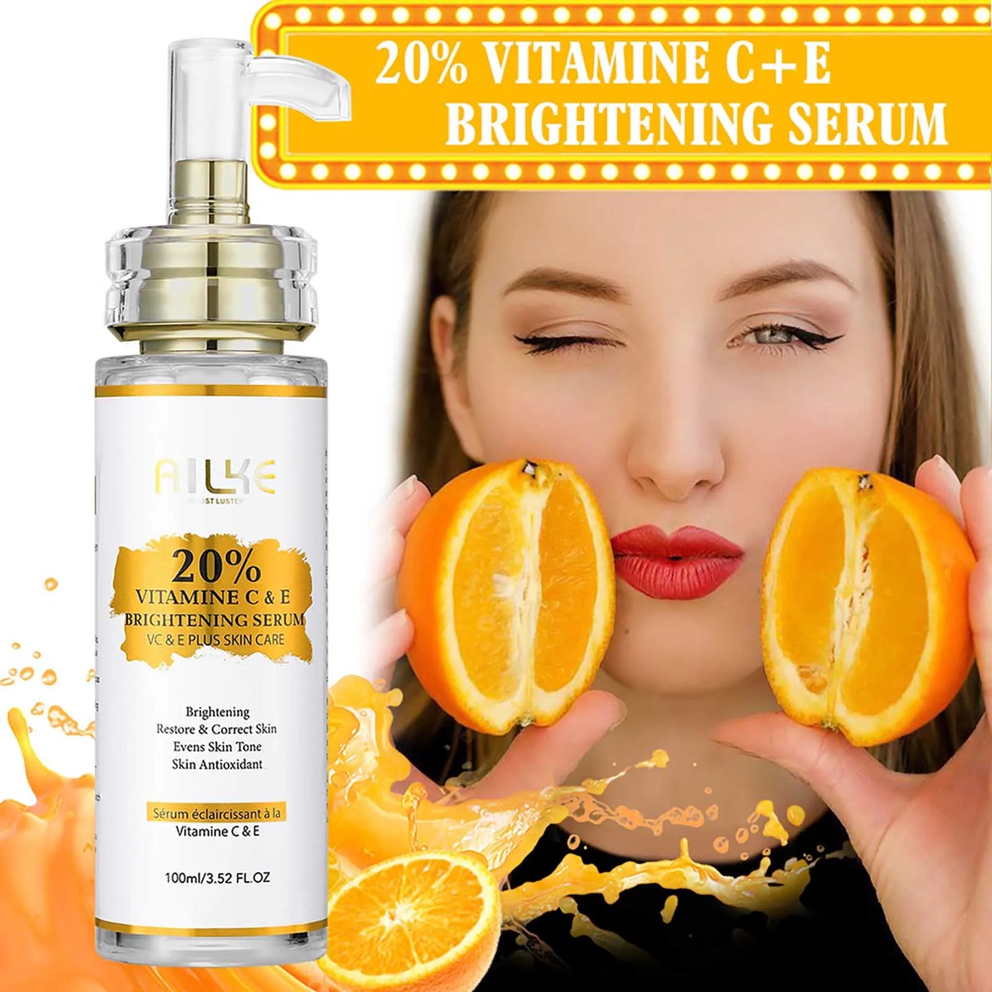 AILKE Vitamin C Skin Care Set, with Lightening Body Lotion, Even Skin Tone Face Cream, Whitening Serum, Brightening Soap