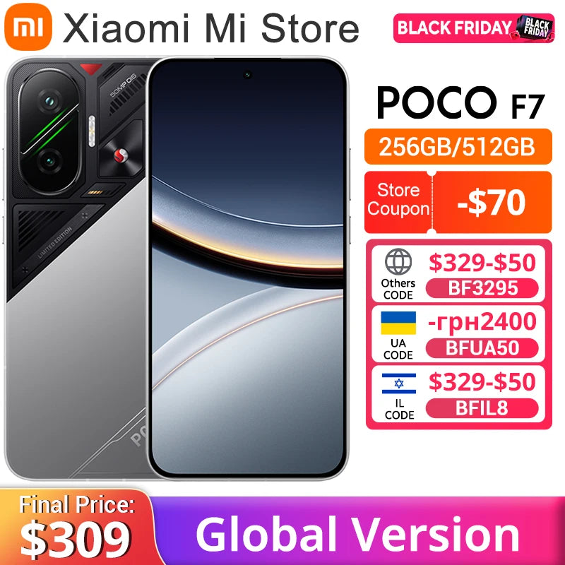 POCO F7 5G Global Version Smartphone Snapdragon® 8s Gen 4 6500mAh Battery 6.83" 1.5K AMOLED 50MP Camera OIS NFC 90W HypeCharge