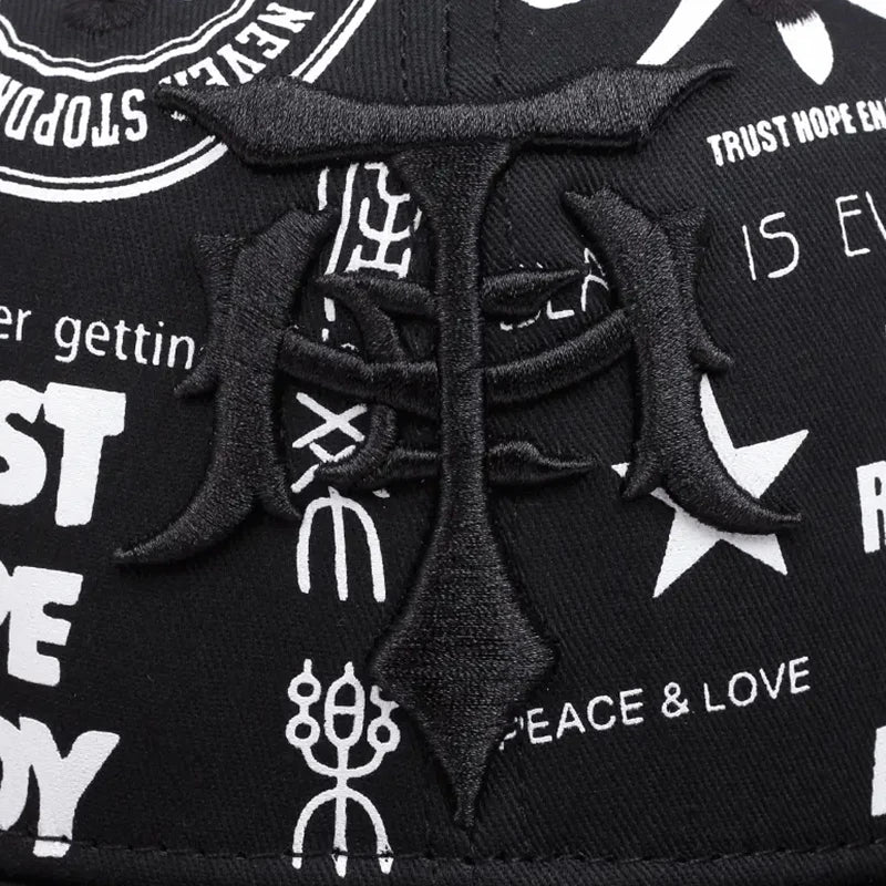 2025 Personalized New Dagger Graffiti Street Pop Hip Hop Hat Outdoor Sports Sunshade Hat Daily Commuter Flat Edge Baseball Hat