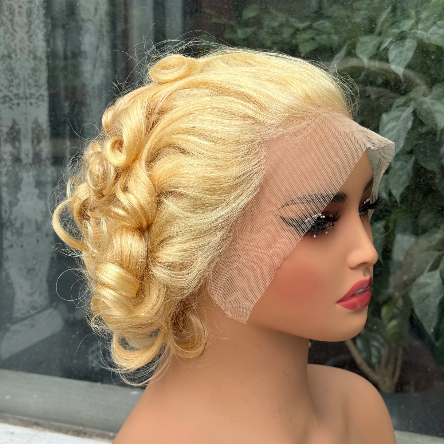 613# Pixie Cut Wigs Human Hair Loose Wave Curly Wig 13x4 Lace Front Human Hair Wig 260% Density 8Inch for Black Women