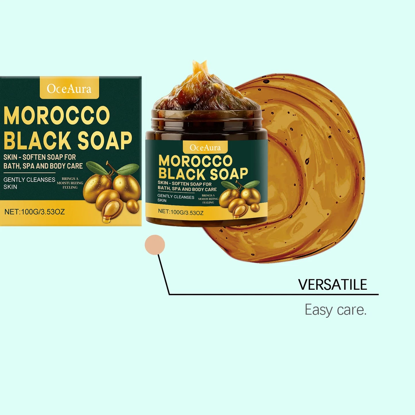 100g Moroccan Black Soap Acne Removal Deep Cleaning Exfoliating Reduce Dark Spots Pimple Revitalizing Smooth Skin Body Wash Soap