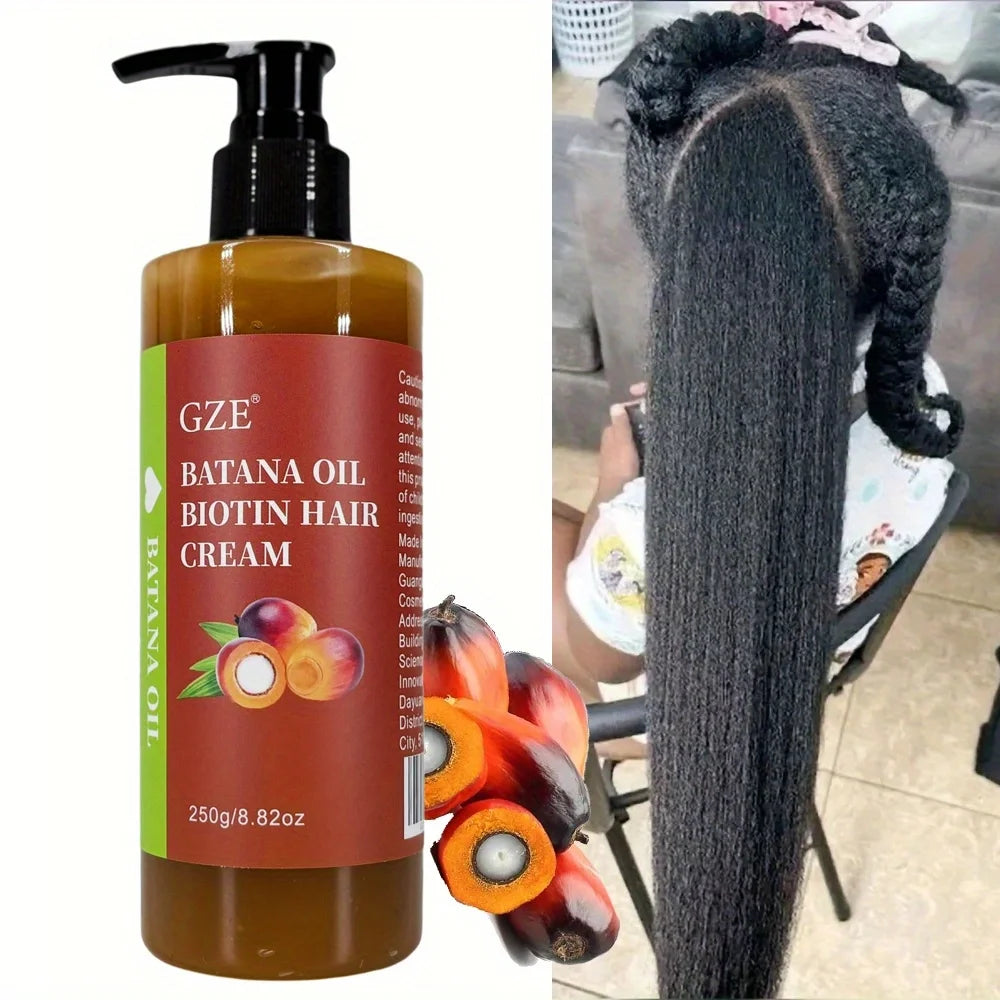 GZE Batana Oil Biotin Hair Cream Strong Hair Anti-Breakage Repair Split Ends Silky For Dry Hair