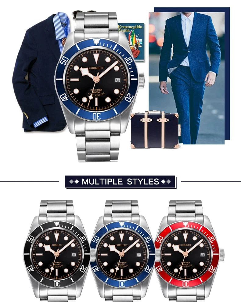 Custom Logo Diy NH35 Movement 1612 Luxury 41mm Biwan Business Men Watches Automatic Mechanical Date Diving Waterproof Glow Watch