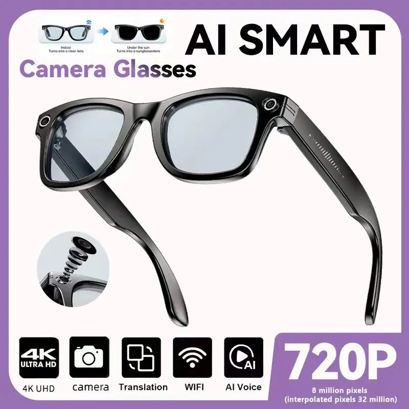 2025 Smart Sunglasses ai smart glasses with Camera Video 8MP Translation Bluetooth Call Music Play Men Women Recording 100+