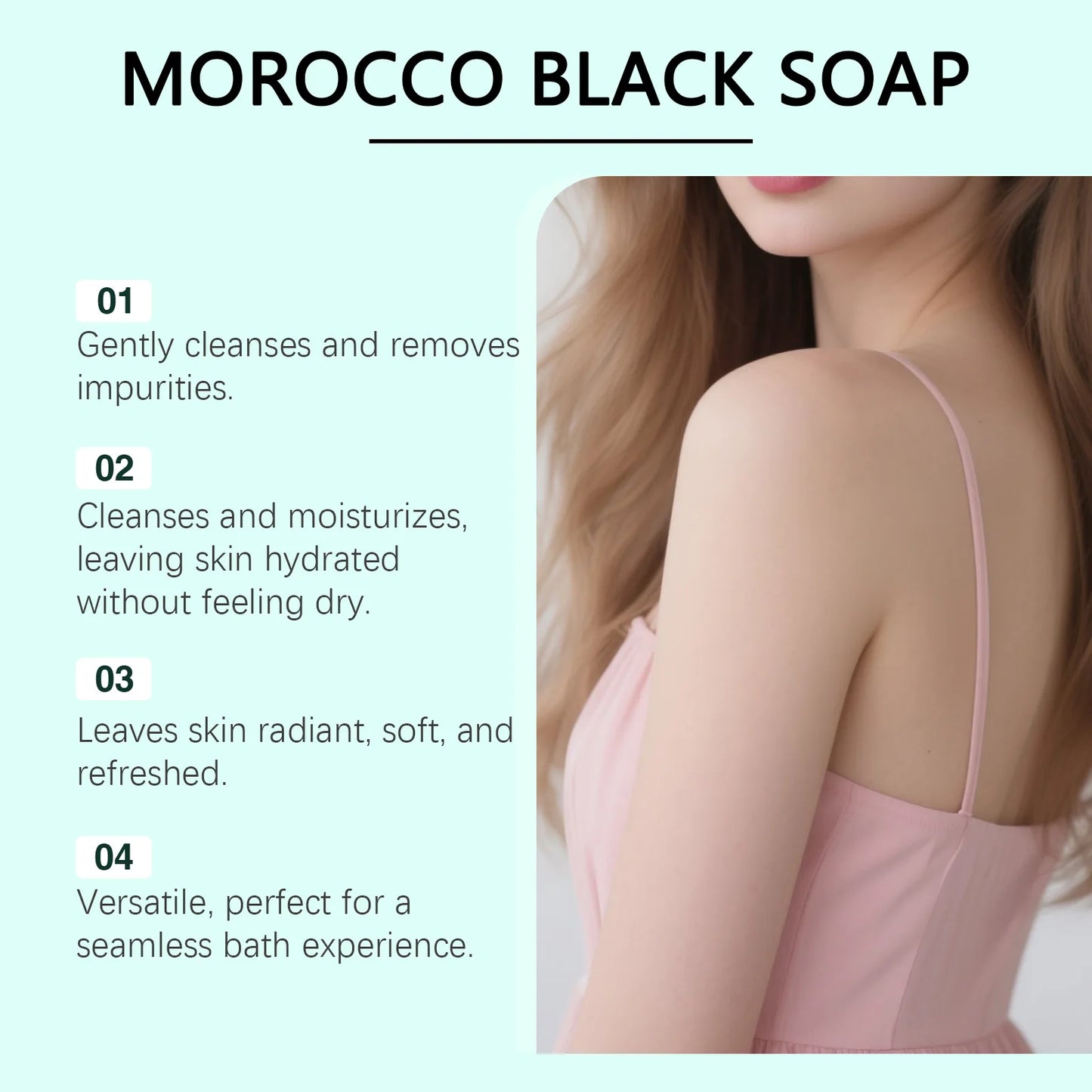 100g Moroccan Black Soap Acne Removal Deep Cleaning Exfoliating Reduce Dark Spots Pimple Revitalizing Smooth Skin Body Wash Soap