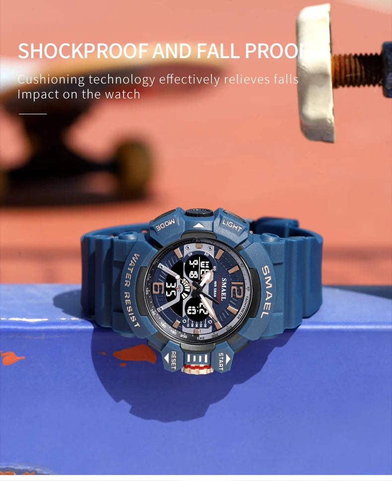 SMAEL Sport Watch for Men Waterproof Wristwatches Student Dual Display Digital Multi-function Stopwatch Clocks 8065 Male Watches