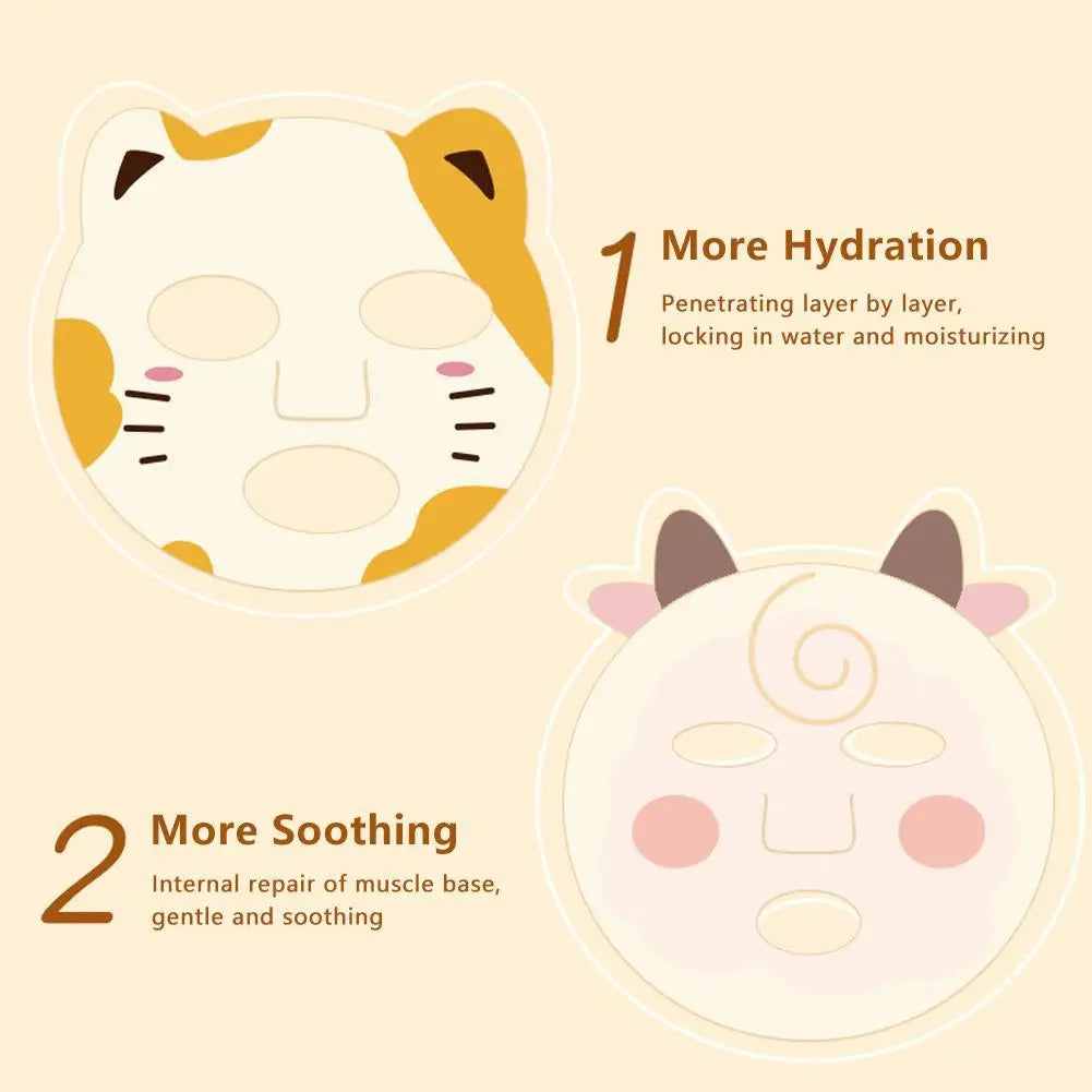 1/5pcs Cartoon Facial Mask For Children Deep Hydrating Sheet Mask Moisturizing Skincare Tiger Rabbit Face Mask Skin Care