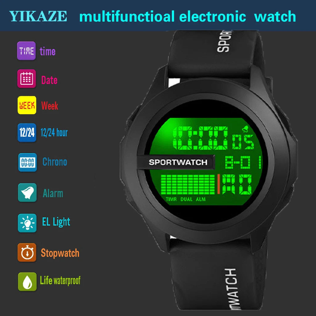 Men's Sports Watches Alarm Clock Multifunction Men LED Digital Watch Waterproof Fitness Sport Electronic Watch for Male Clock