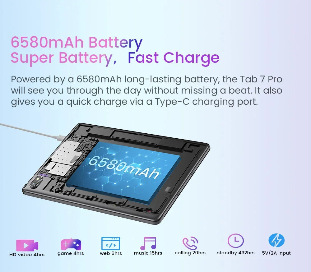 Blackview Tab 7 pro Tablet 10.1'' FHD Display GPS 6GB 128GB 4G 13MP Camera 6580mAh Unisoc T606 Android 12 Tablets Pad PC