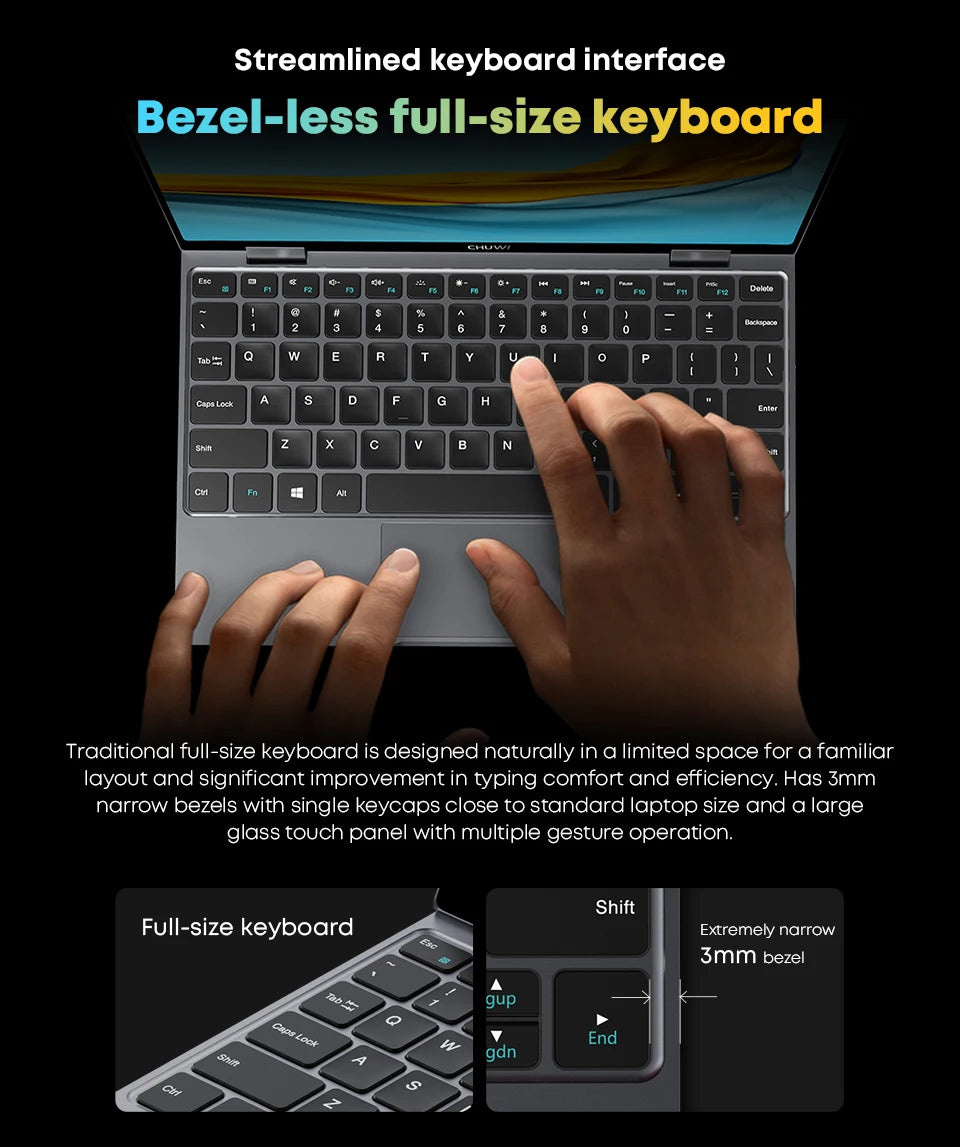 CHUWI MiniBook X Laptop Tablet 2 In 1 Intel N150 CPU 10.51" FHD IPS Screen 12GB LPDDR5 512G SSD Windows 11 Notebook 1200*1920