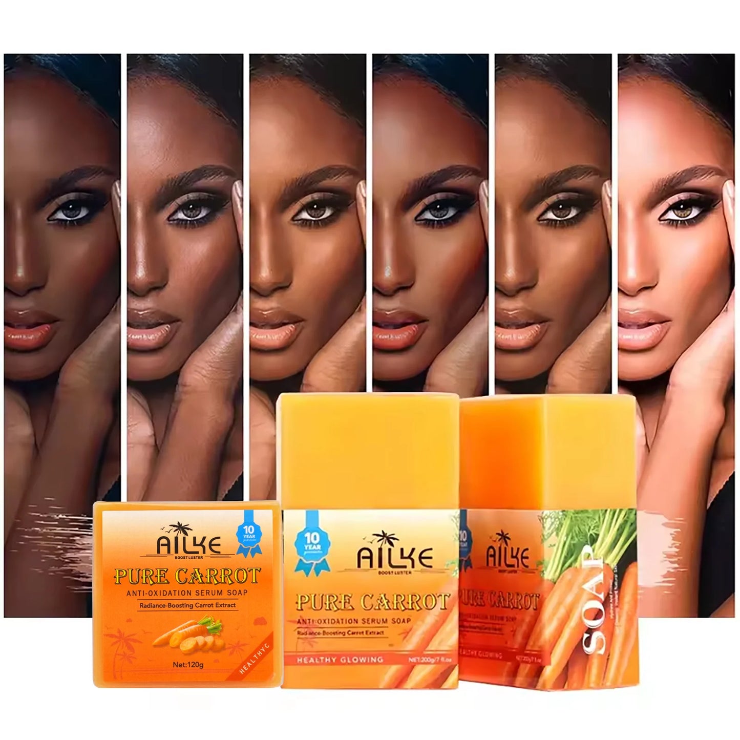 AILKE Pure Carrot Anti-Oxidation Serum Soap, Whitening, Clean Stains, Skin Brightening Soap Bar, With Vitamin C, For Body, Face