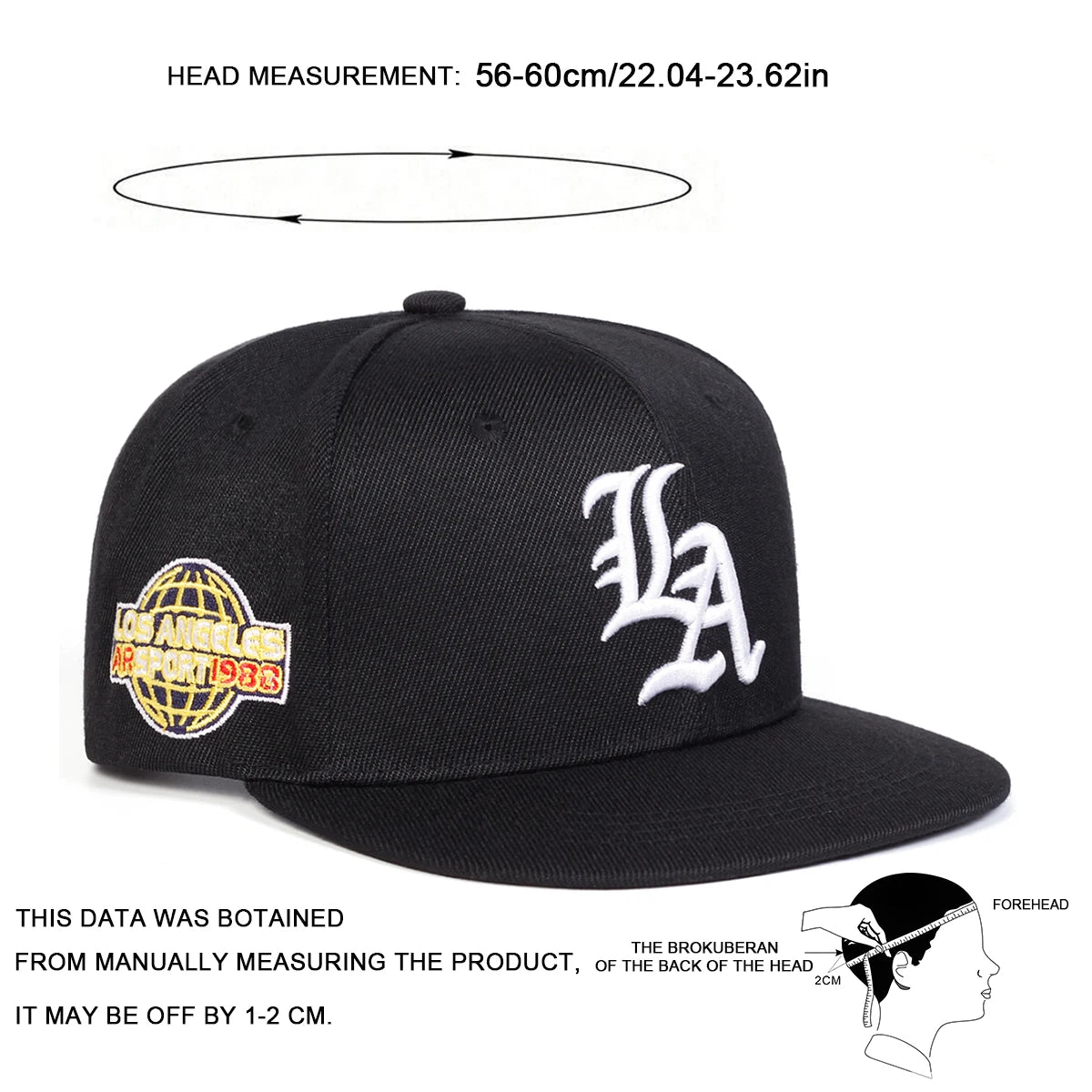 Unisex Gothic LA Letter Embroidery Hip-hop Hats Spring and Autumn Outdoor Adjustable Casual Baseball Caps Sunscreen Hat Cap