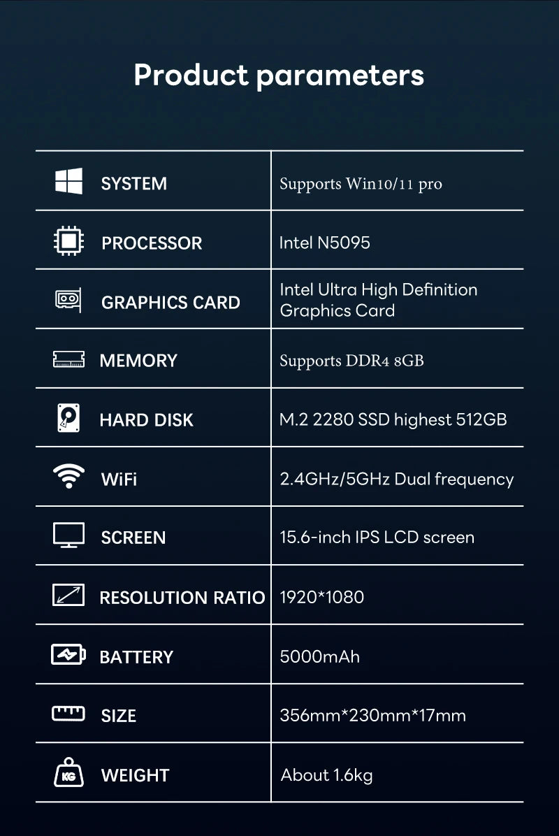 BYONE 15.6 Inch Celeron N5095 Laptop 8GB DDR4 RAM 256GB 512GB SSD Windows 11 IPS Business Ultrathin Portable Notebook Computer