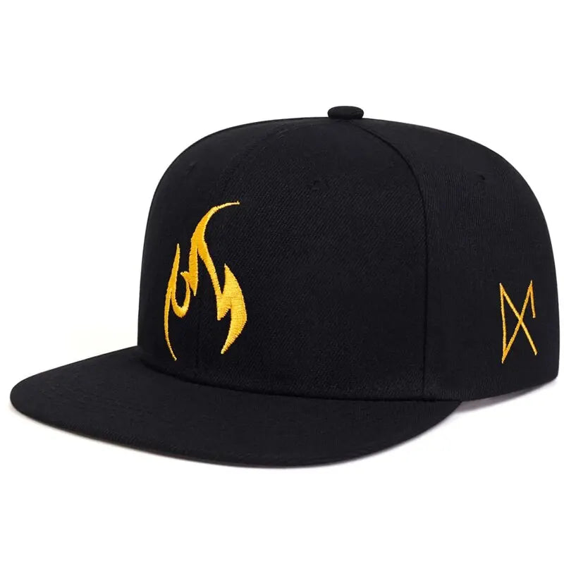 Unisex Flame Embroidery Hip-hop Hats Outdoor Adjustable Casual Baseball Caps Sunscreen Hat