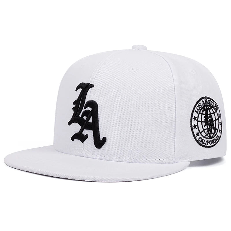 2025 New Los Ange Earth Letter Embroidered Cotton Flat Edge Hat Women Simple Baseball Hat Sunshade Hat Men's Outdoor HipHop Hat