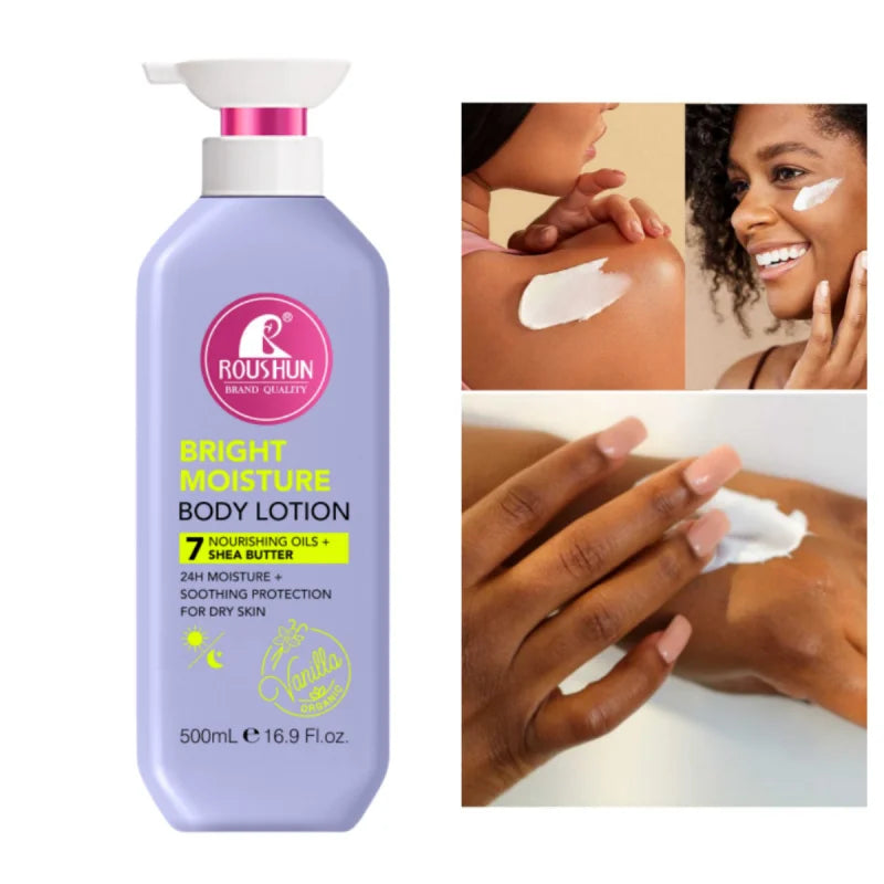 500ml ROU SHUNMultivitamin+Shea Butter Body Lotion Moisturizing Skin Beauty Body Lotion Fragrance Non-Greasy Large Capacity