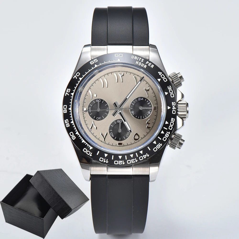 39.3mm VK63 Men's watch Arabian Dial customized Men's watch Luxury Quartz watch man VK63 Sport Chronograph Sapphire Glass watch