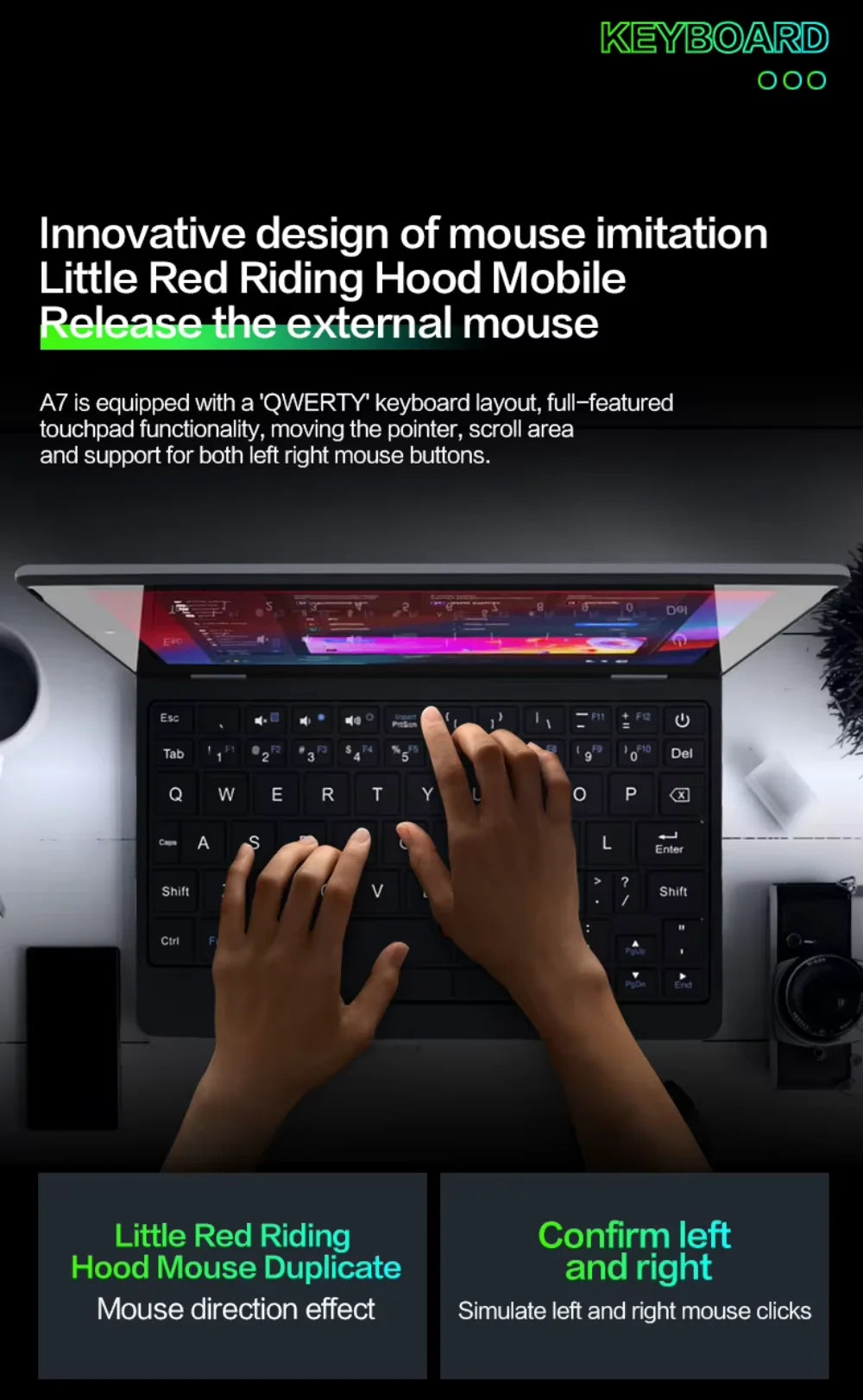 7 Inch Mini Laptop Intel N95 Notebook Touch Screen Portable Netbook Windows 11 Mini PC Micro Computer Bluetooth 4.2 16GB 1TB