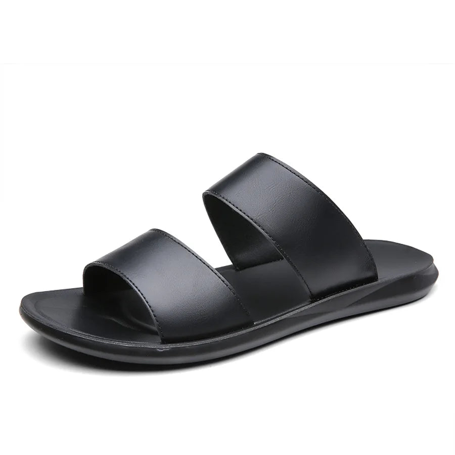 2025 Summer New Men's Slippers Fashion Leather Casual Slipper Outdoor Non Slip Flat Beach Sandals for Men Designer Male Shoes