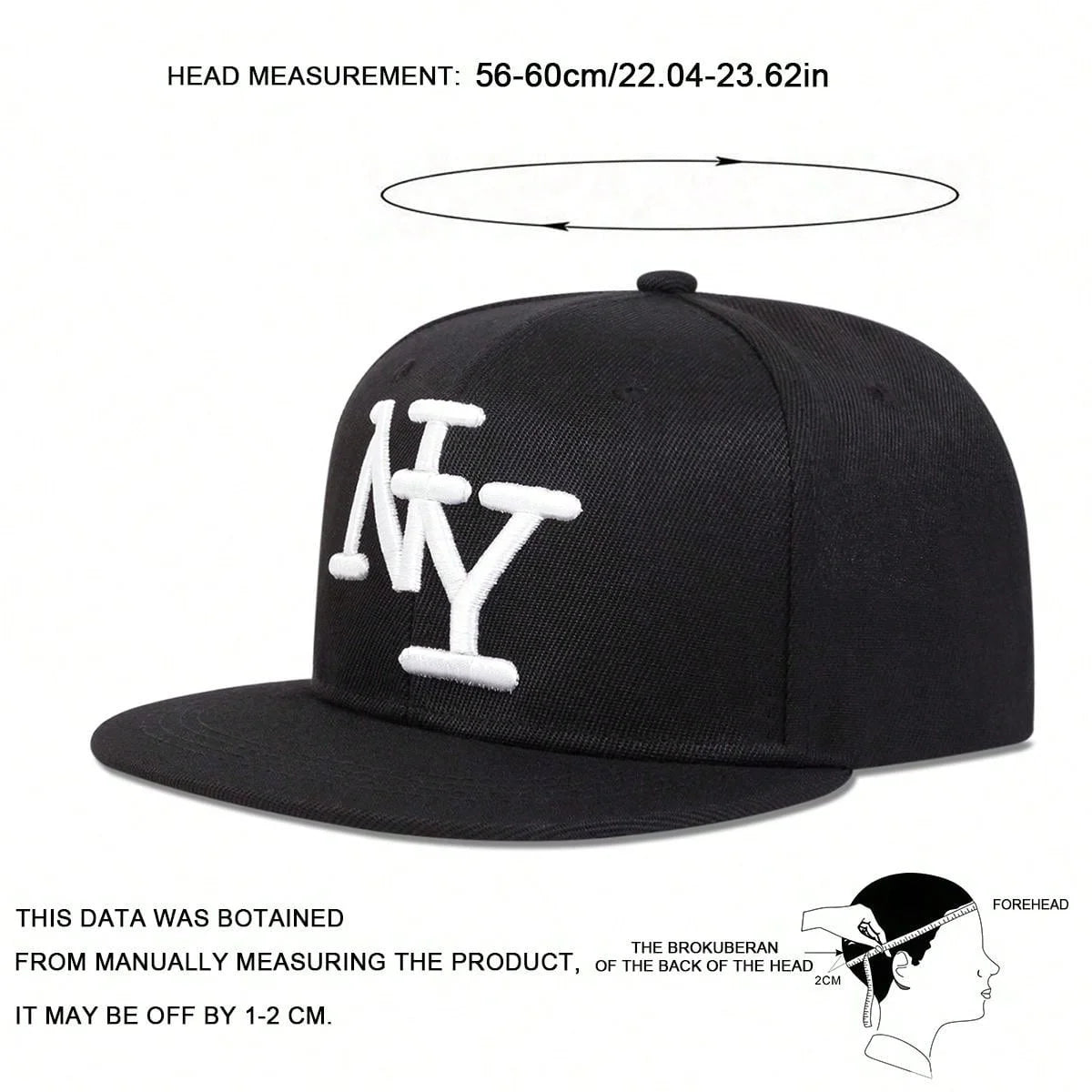 1PC Adjustable Snapback Caps For Men And Women, NY Embroidered Flat Hip Hop Sun Protection Casual Headwear For Travel Holidays