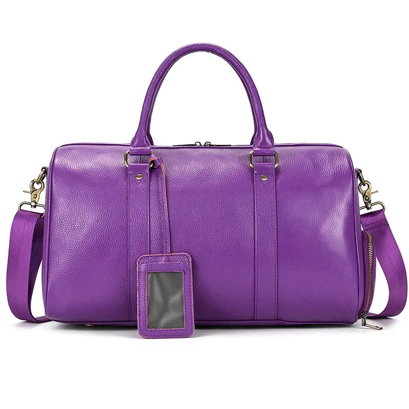 Luxury Genuine Leather Men Women Travel Bag Cow Leather Carry On Luggage Bag Travel Shoulder Bag Male Female Weekend Duffle Bag