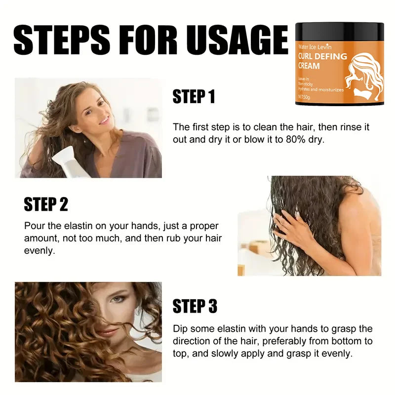 50g Black Castor Oil Curly Hair Styling Cream - Moisturizing Hair Styling Cream Suitable for Normal Hair, Men and Women, Easy to Use and Carry with Plant Formulas