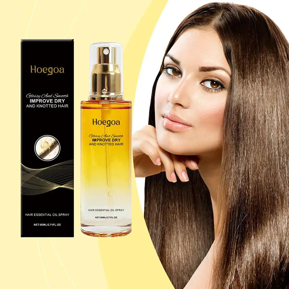 Hair Care Essential Oil Spray Improves Dry And Frizzy Hair, Non-Greasy Lightweight Smooth Hair Strengthening Essential Oil Spray