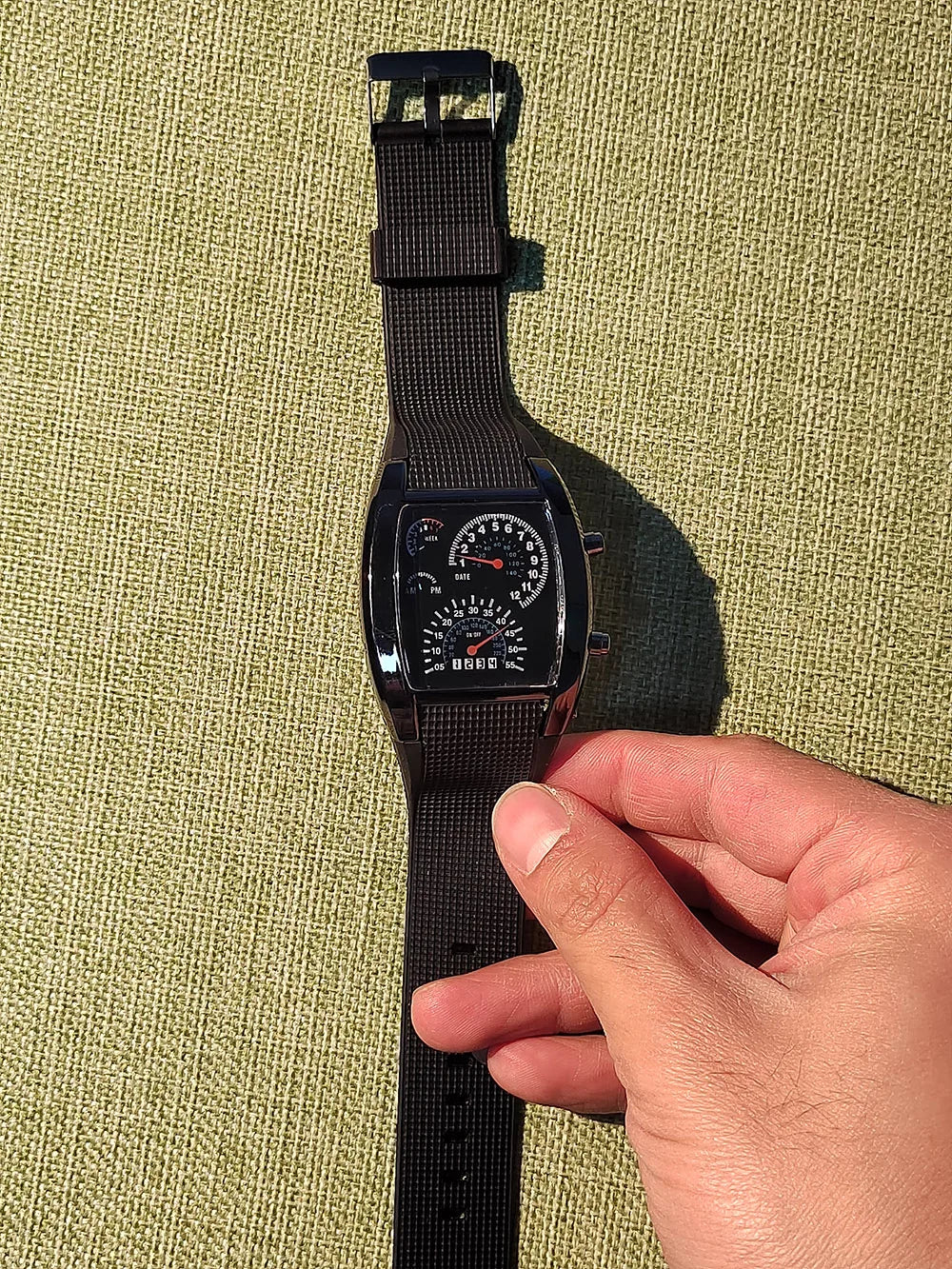 Men’s Fashion Quartz Wristwatch Sports Aviation LED Electronic Watch Fan Racing Dashboard Creative Male Digital Watch for Men