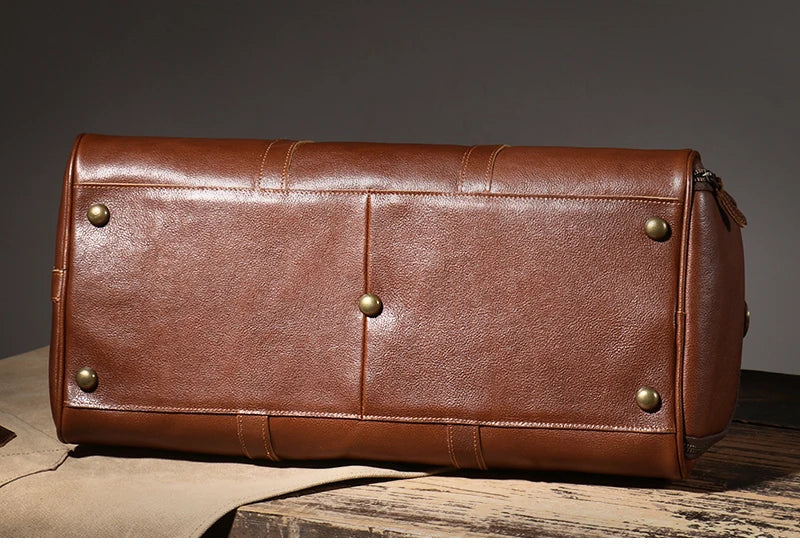 LUOKIR High Quality Men's Travel Bag Genuine Leather Luxury Luggage Bag Women's Weekend Duffle Bag Vintage Business Handbag