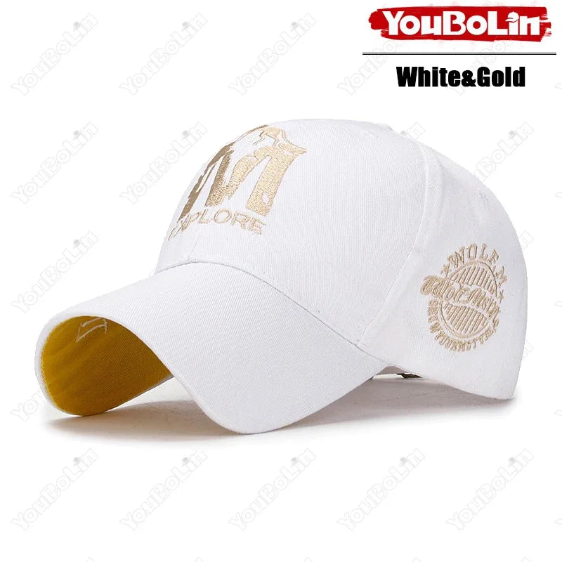 M letter Wolf Totem Embroidery Cotton Adjustable Hard Top Baseball Cap Sun Hat Trucker Caps Dad Hats