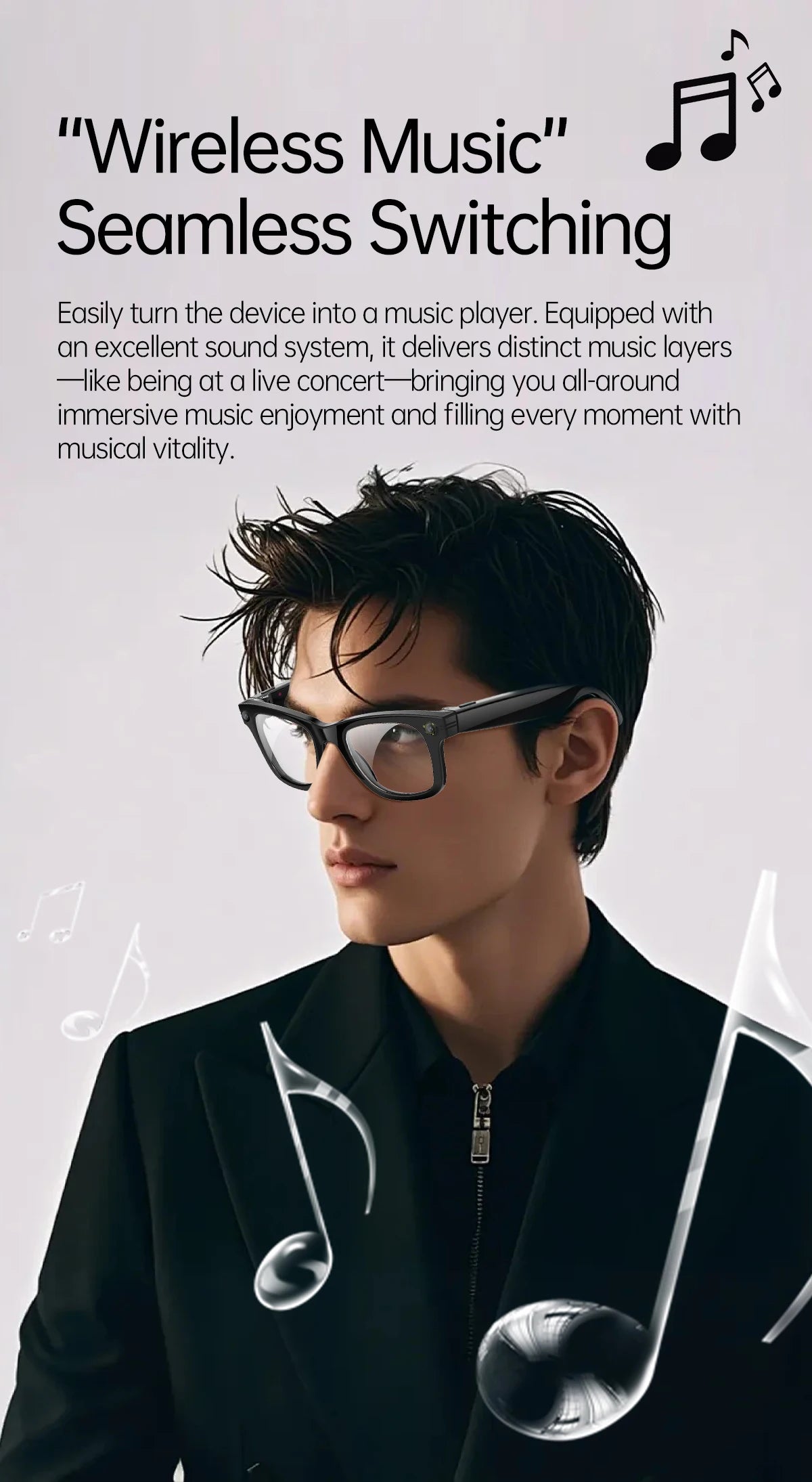 AI Smart Glasses 5 Million Pixels Recording Videos Photo Recognition Answer Translation 290mAh IP66 Waterproof Bluetooth Glasses