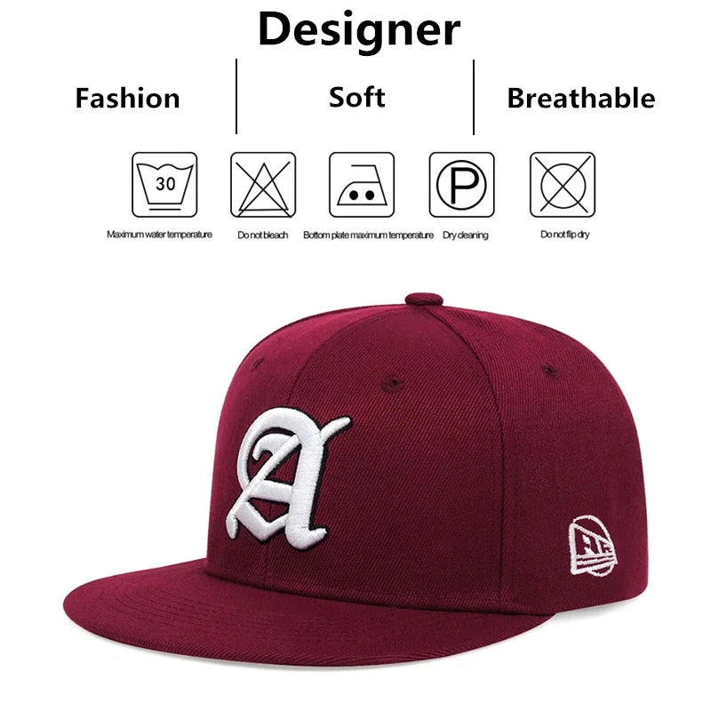 Unisex Personality A Letter Embroidery Hip-hop Hats Outdoor Adjustable Casual Baseball Caps Sunscreen Hat Sports Cap