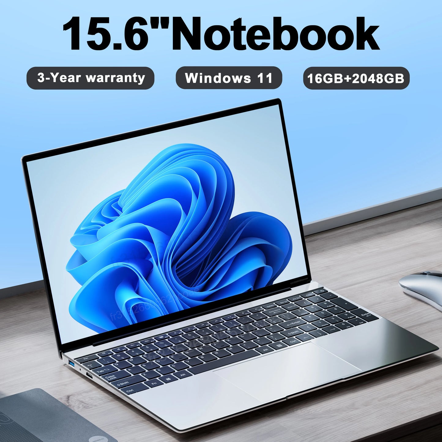 15.6" Ultra Slim Laptop 16GB RAM 2TB SSD Intel N3700 Notebook Gamer 1920*1080 Display Office Study Computer PC Windows 11 Pro