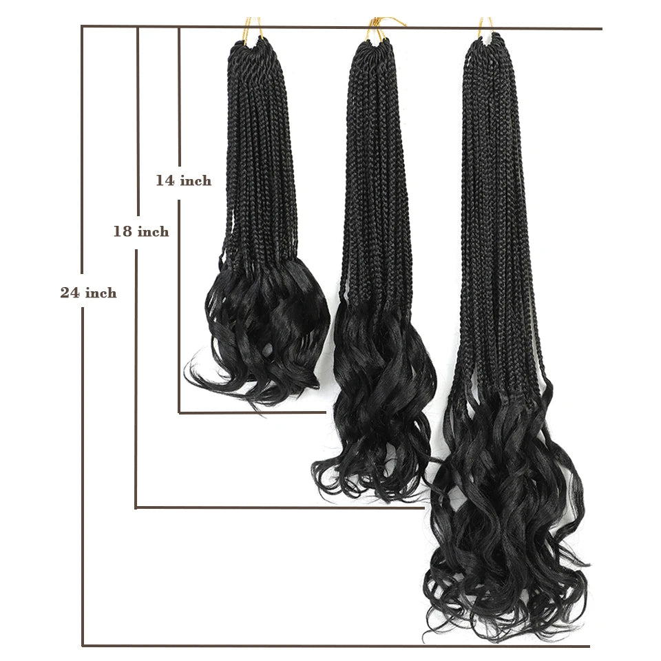 14 18 24 Inch French Curl Box Braids Crochet Hair Ombre Brown to Blonde Prelooped Synthetic French Curls Braiding Hair for Women
