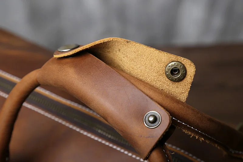 New Retro Male Carry-on Bag Europe And America Crazy Horse Leather Travel Bag Layer Cowhide Large Capacity Single Shoulder Bag