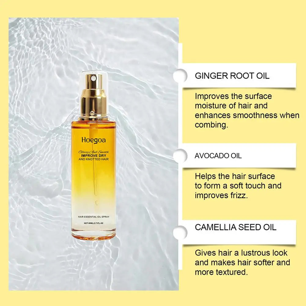 Hair Care Essential Oil Spray Improves Dry And Frizzy Hair, Non-Greasy Lightweight Smooth Hair Strengthening Essential Oil Spray