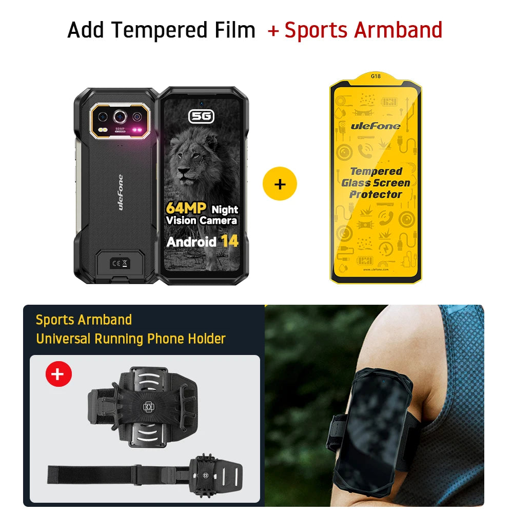 Ulefone Armor 27 Pro 5G Rugged Phone 10600mAh Smartphone 50MP Camera 64MP Night Android 14 Up to 24GB+256GB NFC Waterproof Phone