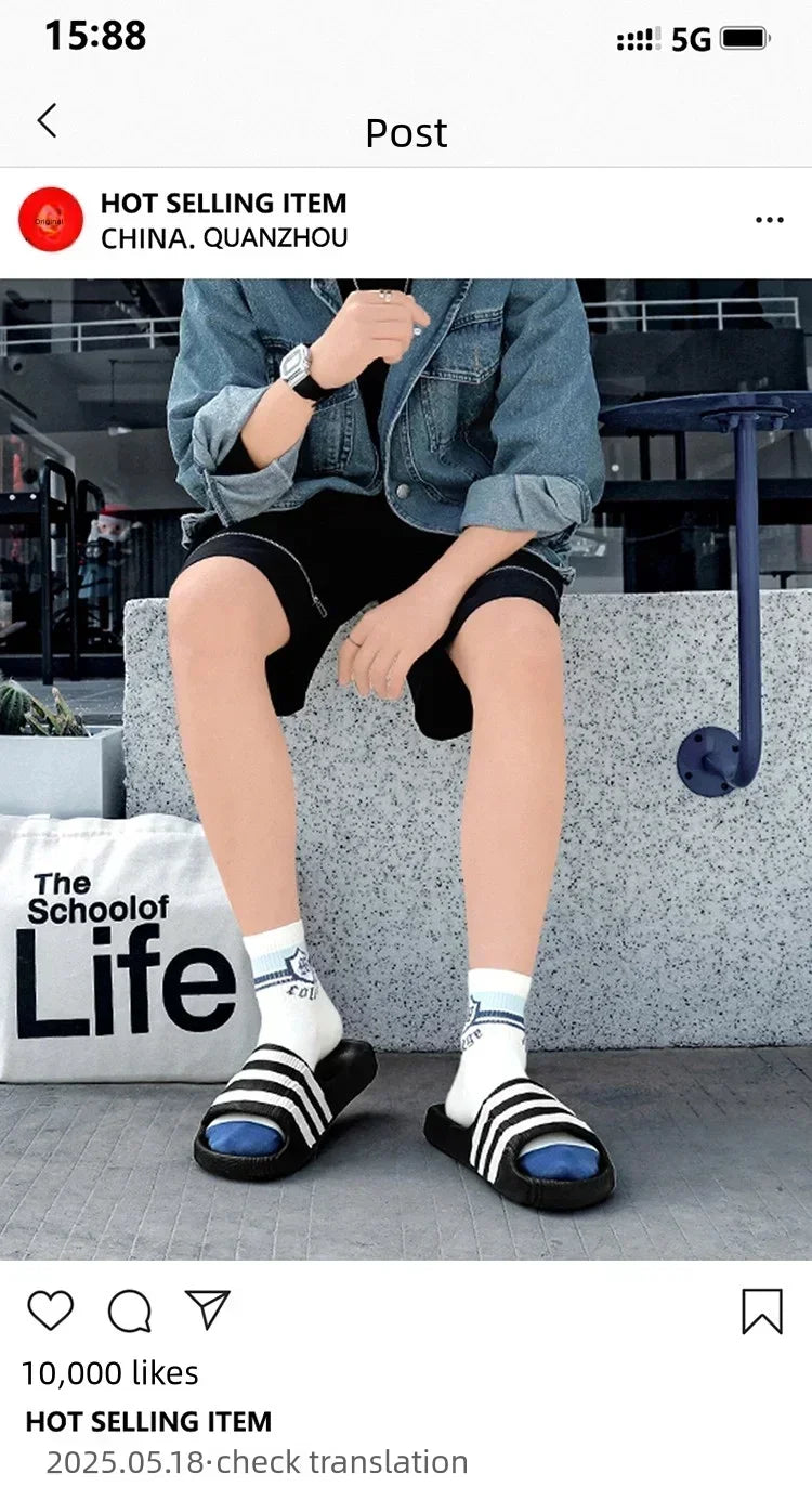 2025 Summer Men Fashion Massage Slippers Indoor/Outdoor Sandals Beach Thick Sole Male Slides Summer Non-Slip Shower Slippers