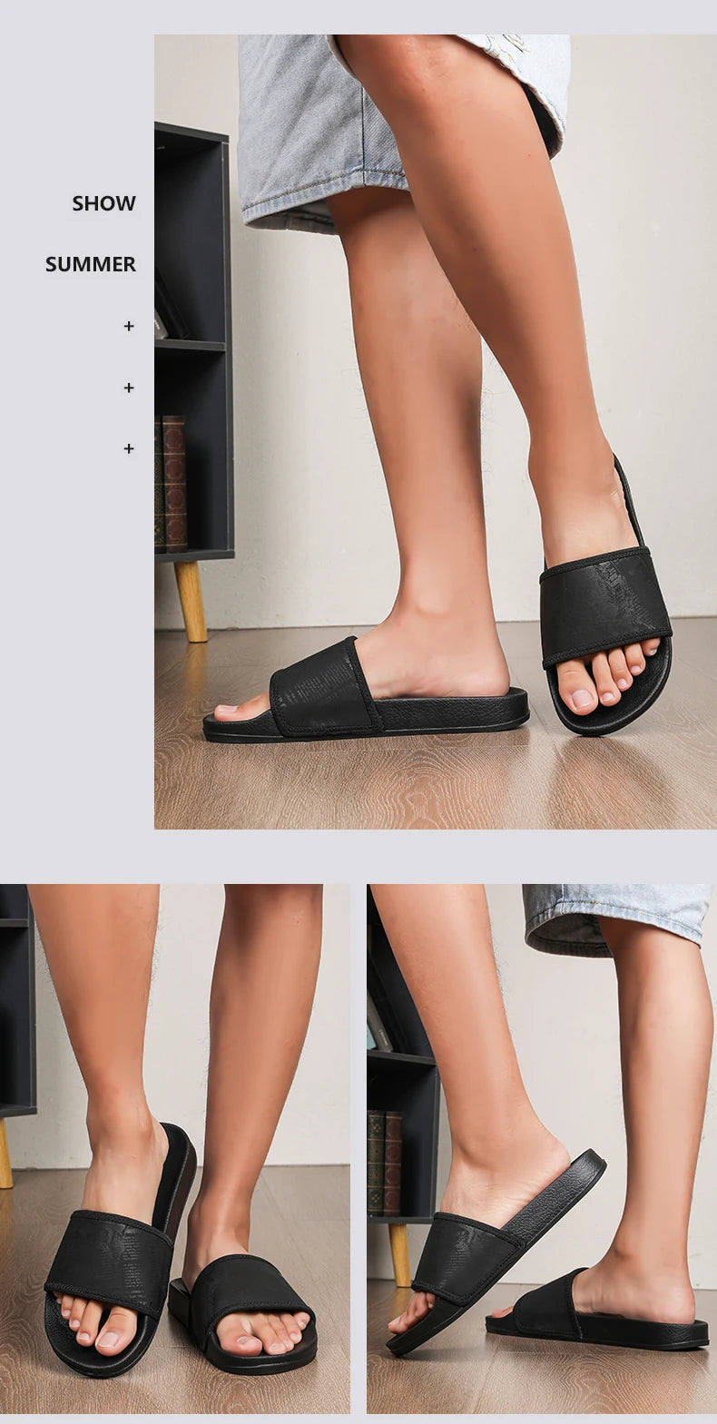 Mens Slides Fashion Summer Luxury Slippers Cushion Beach Solid Slides Indoor Bathroom Anti Slip House Male Sandals