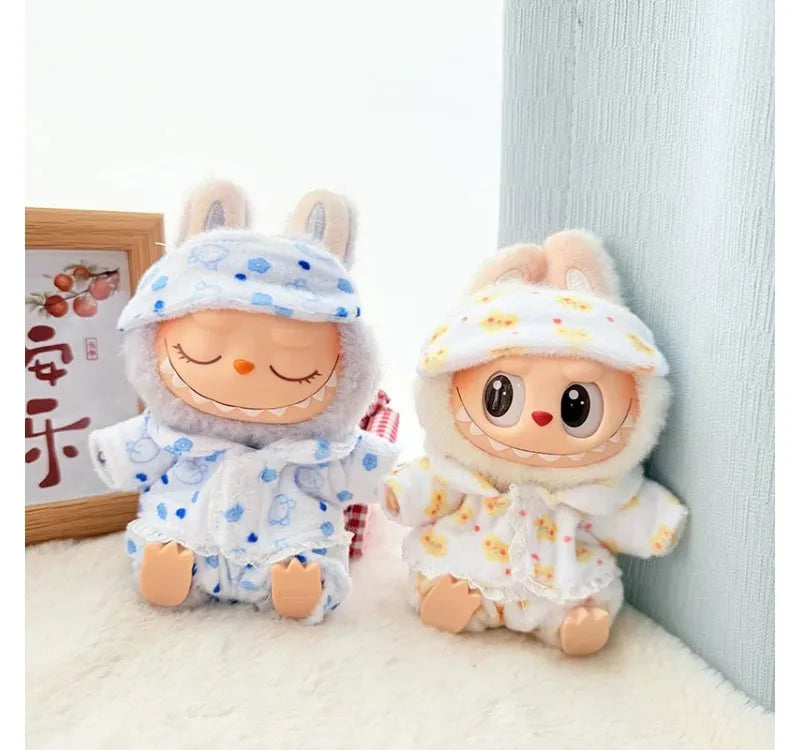 15cm/17cm Labubu I II Dolls Clothes Cute Eye Mask Pajamas Three Piece Set Accessories Clothing Plush Doll'S Clothes