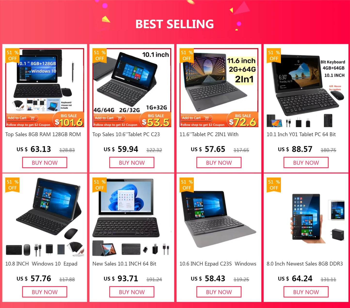 11.6” LCD Screen 2GB RAM 64GB ROM 2 IN 1Tablet PC 11A Tablet PC x5-8300 CPU with Pin Docking Keyboard Windows 10 Home P+G COB